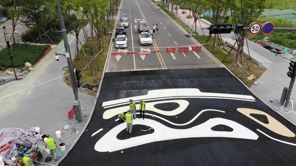 成都兴隆湖艺术斑马线